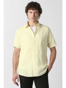 Van Heusen - Men Yellow Solid Half Sleeves Casual Shirt