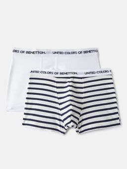 United Colors of Benetton - Boys Multi-Colour Cotton Blend Trunks (Pack of 2)