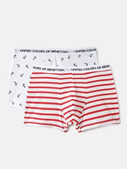 United Colors of Benetton - Boys Multi-Colour Cotton Blend Trunks (Pack of 2)