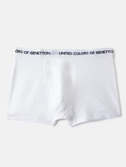 United Colors of Benetton - Boys White Cotton Blend Trunks