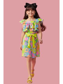 TINY GIRL - Girls Yellow Polyester Jumpsuit with Belt