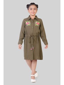 TINY GIRL - Girls Olive Cotton Dress
