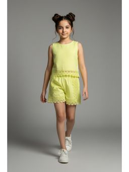TINY GIRL - Girls Yellow Cotton Top with Shorts