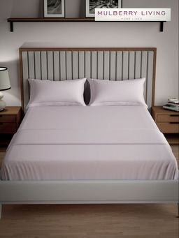 MULBERRY LIVING - Serenity Solid King Size 250TC Bedsheet with 2 Pillow Covers - Lavender