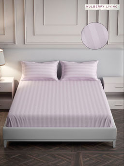 MULBERRY LIVING - Elysian Stripe Queen Size 300TC Bedsheet with 2 Pillow Covers - Lavender