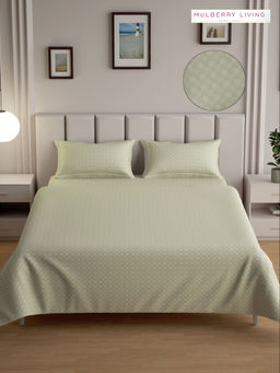 MULBERRY LIVING - Urban Grid King Size 300TC Bedsheet with 2 Pillow Covers - Beige