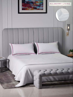 MULBERRY LIVING - Sovereign White Fitted 400TC Bedsheet with 2 Pillow Covers - White