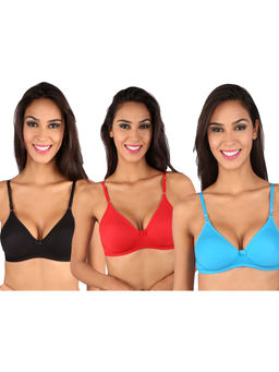 Bralux - Dolly T-Shirt Bra Black-Red-Firozi Set Of 3
