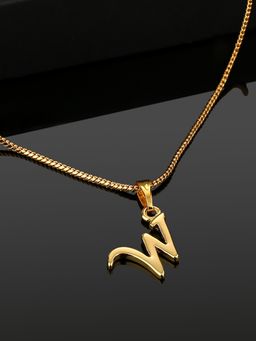 Estele - Valentine Gift - Gold Plated Initial W Letter Pendant for Women