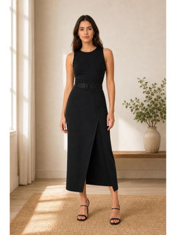 Cider - Mid Waist Solid Split Maxi Skirt (Set of 2)