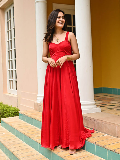 Buy ORDINAREE Oxblood Red Long Dress (XS) Online