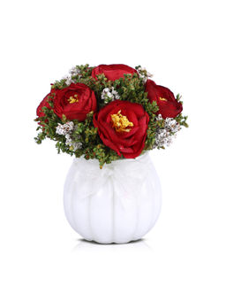 HomeTown - Aura Mulberry Paper Dried Flower Floral Arrangements in Red Colour By Living Essence