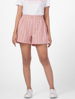 VERO MODA - Women Stripes Pink Shorts