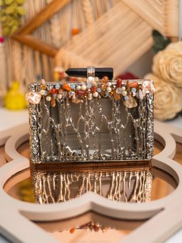 NR by Nidhi Rathi - Silver Embellished Party Clutch