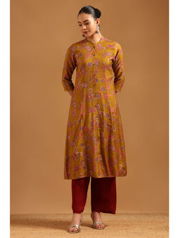 Soch - Mustard Viscose Blend Paisley Printed Kurta