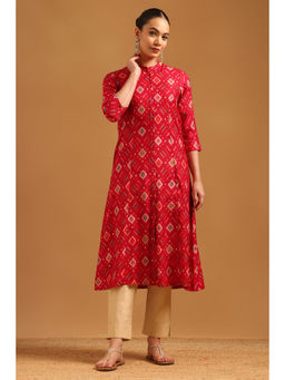 Soch - Fuchsia Pink Viscose Blend Printed Kurta
