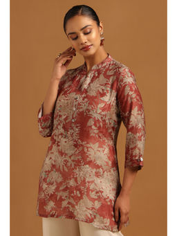 Soch - Brick Rust Silk Berry Floral Tunic