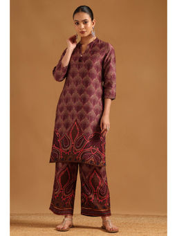 Soch - Wine Viscose Ethnic Motifs Printed Co-Ord Set