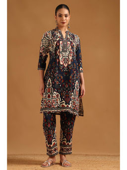 Soch - Navy Blue Viscose Botanical Printed Co-Ord Set