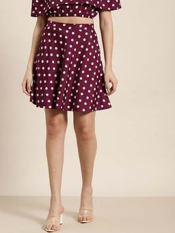 Qurvii - Burgundy Polka Short Skirt