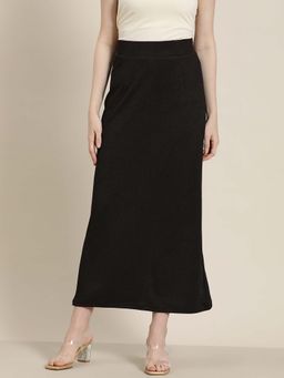 Qurvii - Black Straight Fitted Stretch Long Skirt