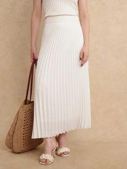 RAREISM - Jansu Primary Off White Flared Maxi Skirt