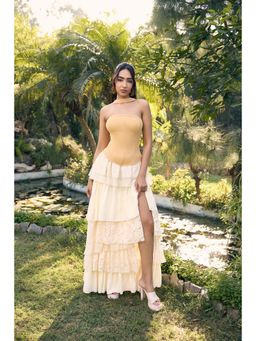 Lea Clothing - Reda Off White Slit Maxi Skirt