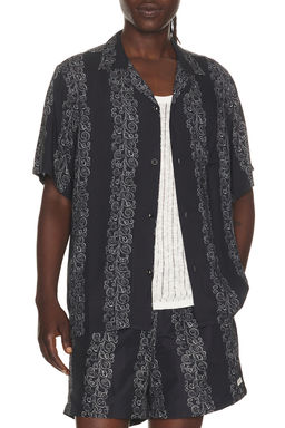 Bather - Black Fiesta Printed Camp Shirt