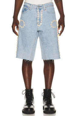 Barriers Worldwide - Cowrie Shell Denim Shorts