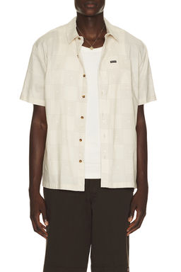 Brixton - Cru Print Short Sleeve Shirt in White & Geo Checker