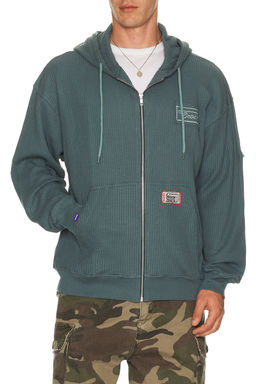 Deva States - Cross Waffle Knit Zip Up Hoodie