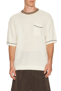 SCOTCH & SODA - Knitted Cotton Linen Blend Relaxed Fit T-Shirt