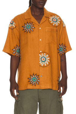 SCOTCH & SODA - Embroidered Linen Relaxed Fit Short Sleeve Shirt