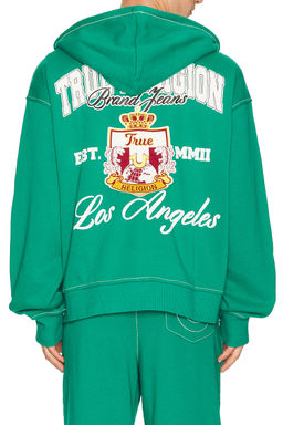 True Religion - Crest Big T Cinched Zip Up Hoodie