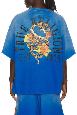 True Religion - Floral Snake Oversized Tee