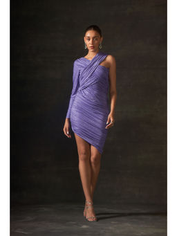 House of Exotique - Lilac Swarovski One Shoulder Drape Dress