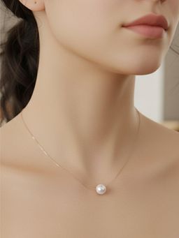 925 SILLER - 925 Pure Silver Pearl Rose Gold Plated Necklace