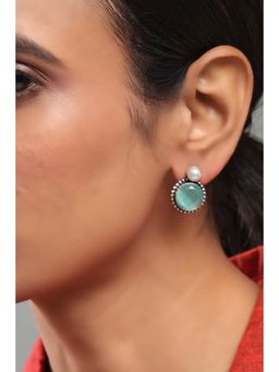 Rangriti - Women Mint Green Brass Stud Earrings