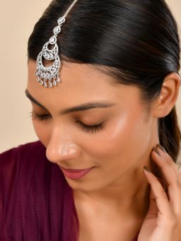 Silvermerc Designs - Premium Silver-Plated Cz Bridal Maangtikka