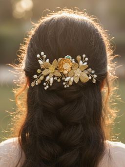 Accessher - Floral Vine Tiara Bridal Hair Bun Accessory