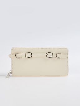 max - Women Solid Zip Around Wallet - White