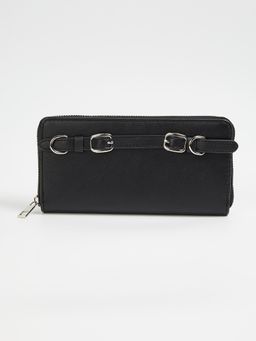 max - Women Solid Zip Around Wallet - Blue