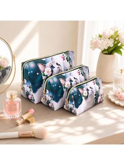 NFI Essentials - Blue Printed Cosmetic Pouches (S/M/L) (Pack of 3)