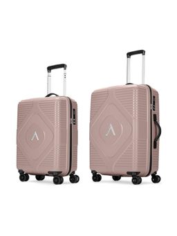 Aristocrat - Unisex Crystal Hard Luggage Trolley Bags - Peach (S/M) (Pack of 2)