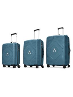 Aristocrat - Unisex Crystal Hard Luggage Trolley Bags - Teal (S/M/L) (Pack of 3)