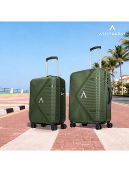 Aristocrat - Unisex Envoy Hard Luggage Trolley Bags - Green (S/M) (Pack of 2)