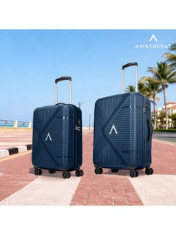 Aristocrat - Unisex Envoy Hard Luggage Trolley Bags - Navy Blue (S/M) (Pack of 2)