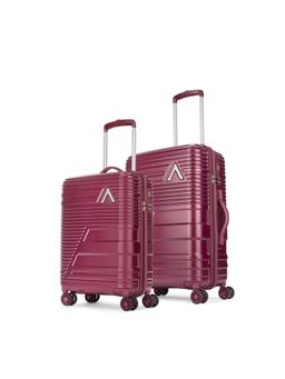 Aristocrat - Unisex Lineo Hard Luggage Trolley Bags - Maroon (S/M) (Pack of 2)