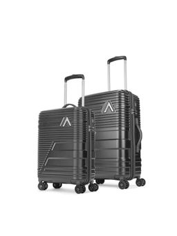 Aristocrat - Unisex Lineo Hard Luggage Trolley Bags - Grey (S/M) (Pack of 2)