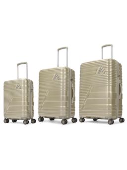 Aristocrat - Unisex Lineo Hard Luggage Trolley Bags - Gold (S/M/L) (Pack of 3)